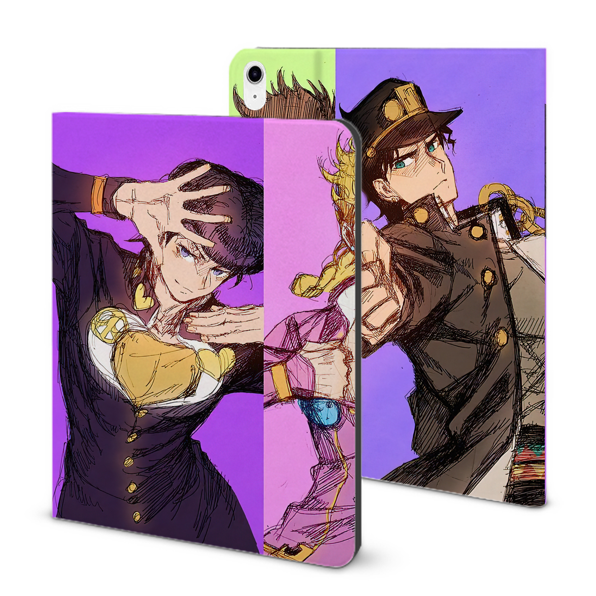 （画像用） ジョジョの奇妙な冒険 JoJo's Bizarre Adventure IPad ケース ブック型 PUレザー TPU 耐衝撃 軽量 薄型 ペン収納なし 全面保護 IPad 各モデル対応